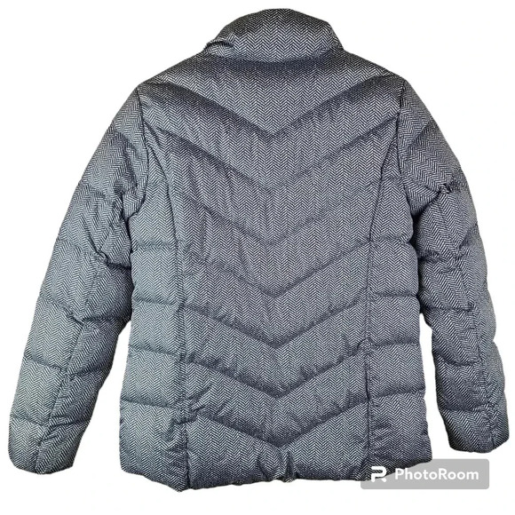 Lands' End black and grey Chevron puffer coat - Picture 2 of 11